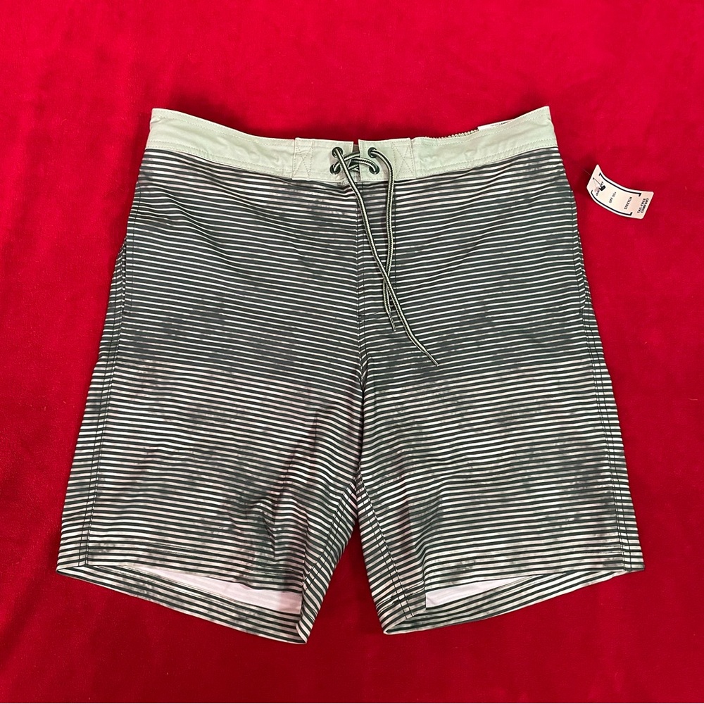 NWT George Men's Multicolor Striped Elastic Back Waist Swimming Shorts Size: L